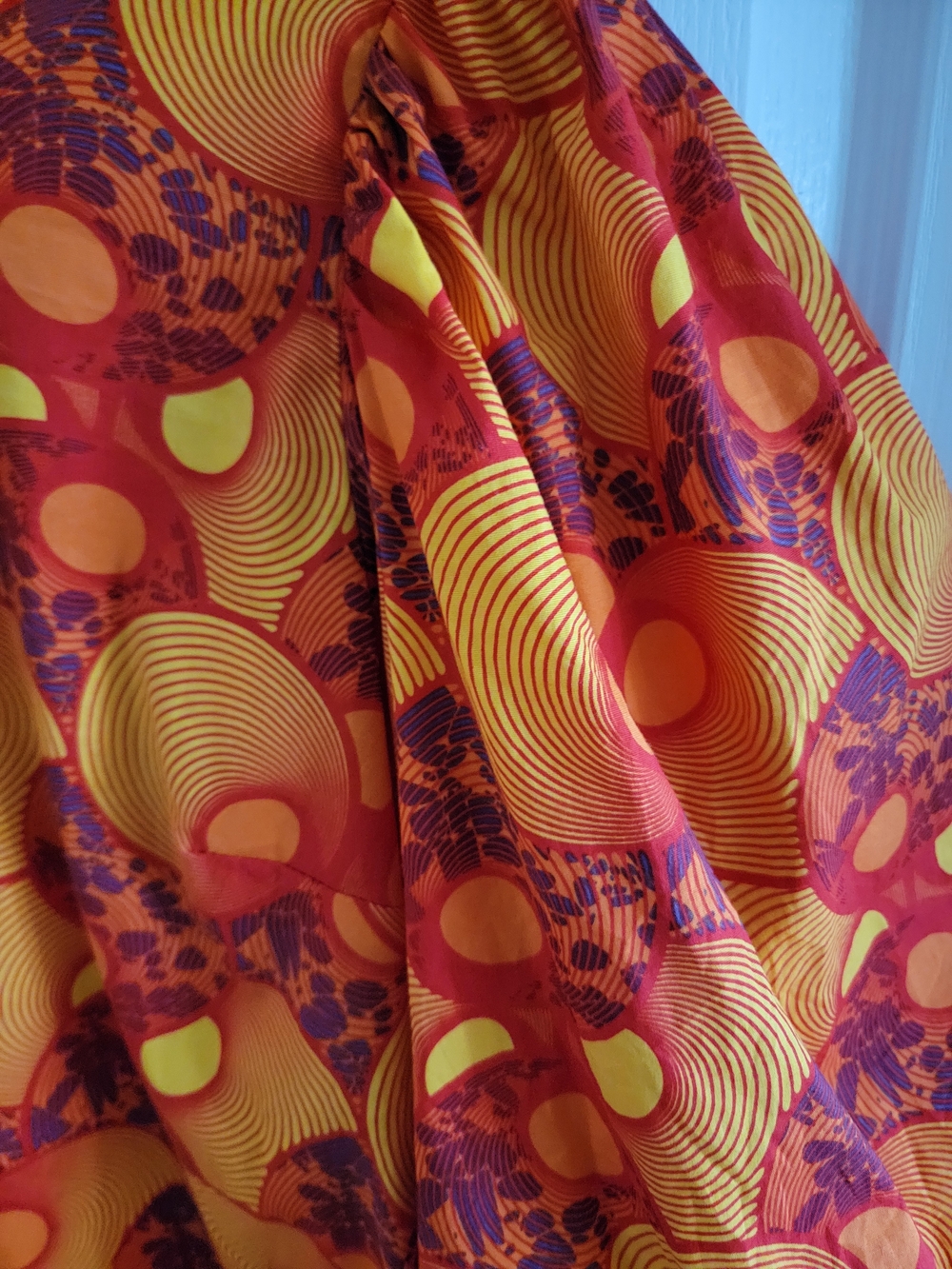 Ashro Orange and Yellow Geo Puff Sleeve Blouse - Picture 7 of 13